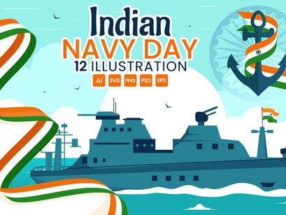 12 Indian Navy Day Illustration