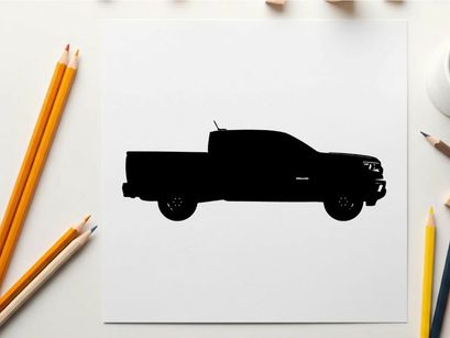 Silhouette of a pickup truck on a white background