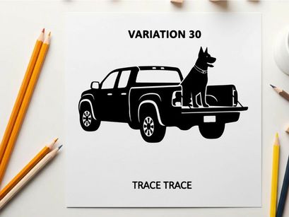 Silhouette of a dog in the back of a pickup truck variation