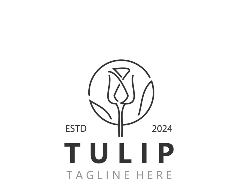 Tulip Flower bud logo with leaves design, suitable for fashion, beauty spa and boutique emblem business