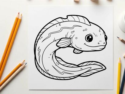 Cute cartoon fish swimming underwater vector illustration