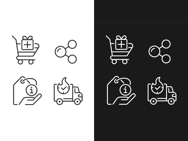 Buying products on internet pixel perfect linear icons set