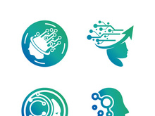 Digital abstract icon human head tech logo vector design inspiration