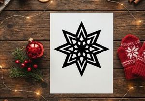 Black and White Geometric Star Ornament for Christmas Decorations