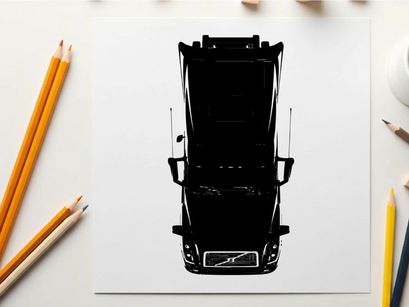 Silhouette of a large truck from a top down perspective