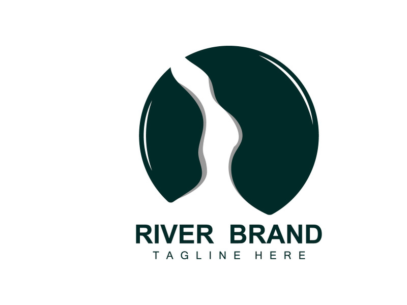 River Logo Design, River Creek Vector, Riverside Illustration With A Combination Of Mountains And Nature, Product Brand