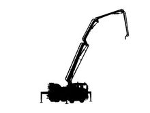 Silhouette of a mechanical excavator with a long boom and bucket