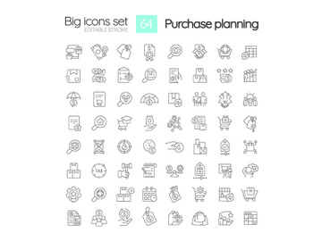 Procurement planning process linear icons set preview picture