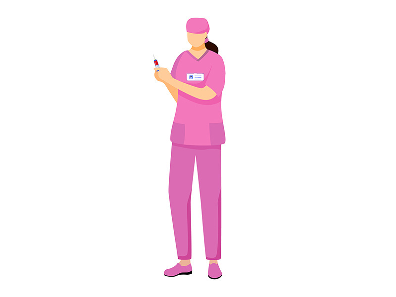 Nurse in pink uniform flat vector illustration