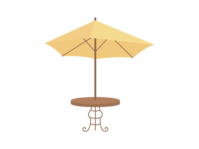 Table with umbrella semi flat color vector object