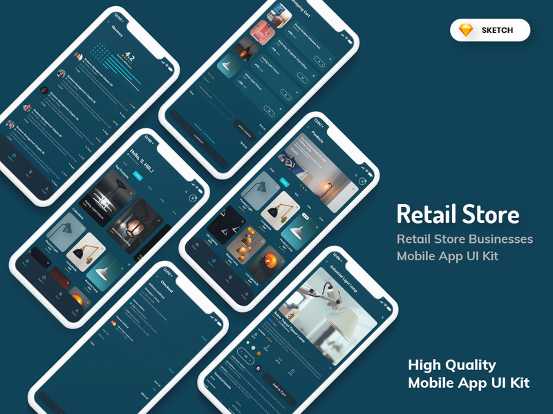 Retail Store Mobile App Dark Version (SKETCH)