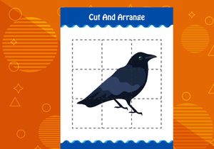 10 Pages Cut and arrange with a bird worksheet for kids. Educational game for children