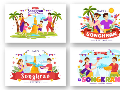 16 Songkran Festival Day Illustration
