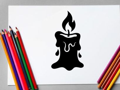 Schwarze Kerzen-Illustration für Halloween oder gothischen Deko-Stil