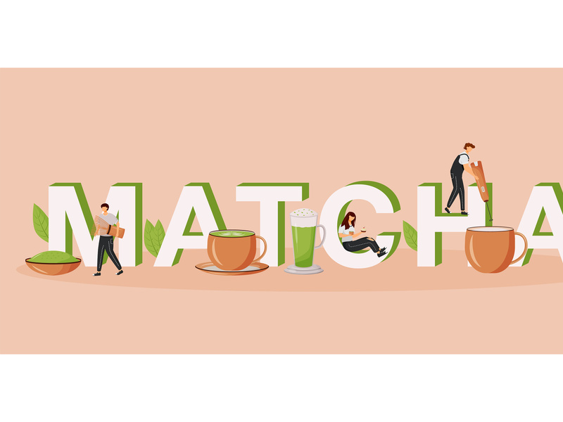 Matcha word concepts flat color vector banner