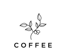 Coffee bean logo design with retro outline.