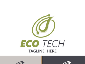 Eco technology business vector design modern. Nature technology logo with leaf and circuit tech minimalist vector illustration preview picture