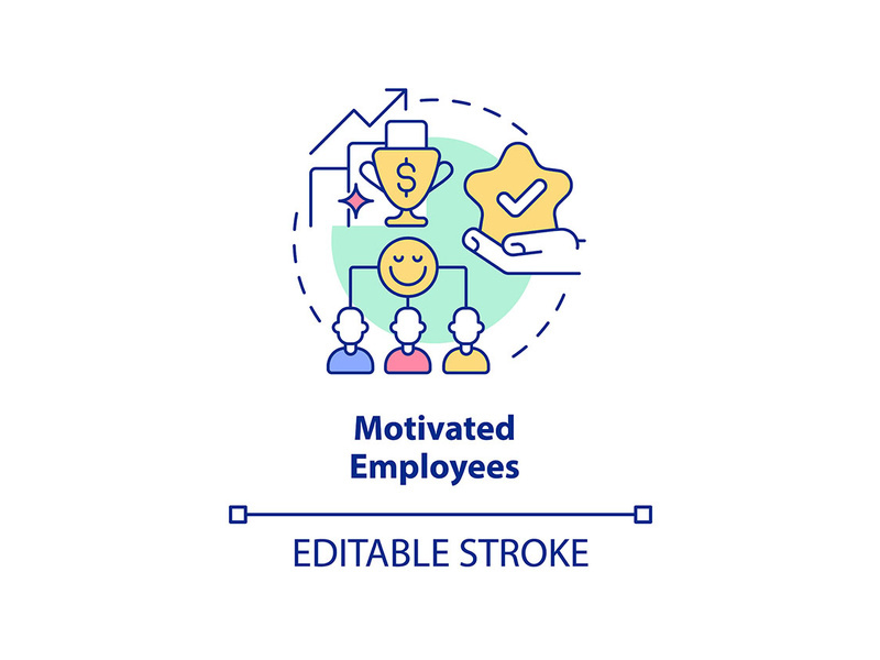 Motivated employees concept icon