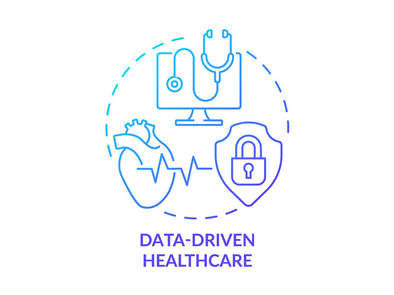 Data-driven healthcare blue gradient concept icon