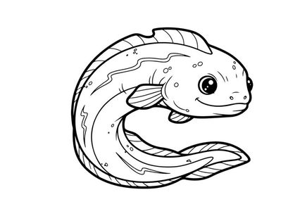 Cute cartoon fish swimming underwater vector illustration