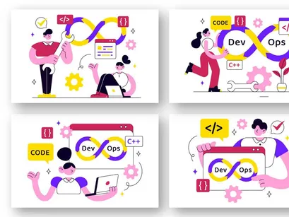 10 DevOps Vector Illustration