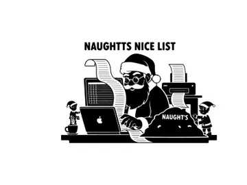 Santa claus checking naughty list on computer silhouette style image preview picture