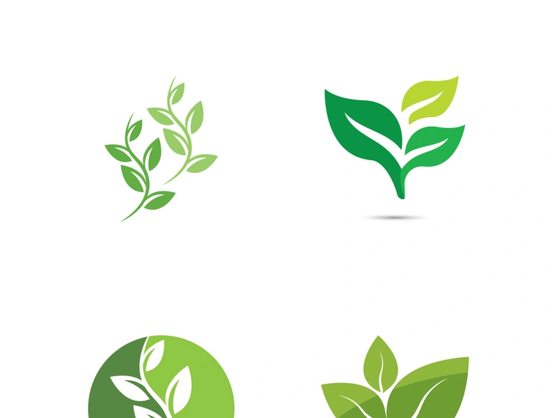 Logos of green tree leaf ecology nature element vector