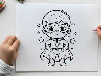 Cute kid superhero flying vector illustration flat design