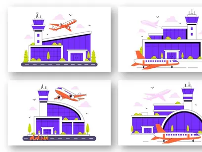 10 Airport Vector Illustration