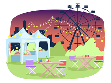 Summer funfair semi flat vector illustration preview picture