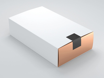 Free Mockup Gold Box with white Cover. 3d rendering