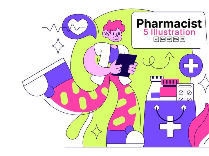 5 Ilustración Vectorial de Farmacéutico