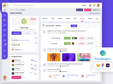 Admin Project Activity Dashboard Page Web UI Template preview picture