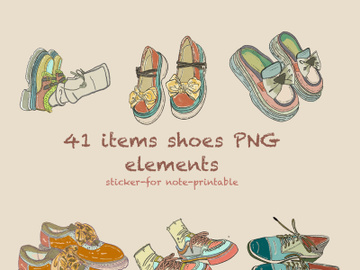 41 items shoes PNG elements sticker-for note-printable preview picture