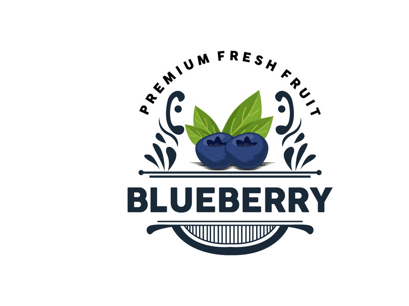 Blueberry Logo, Garden Farm Fresh Fruit Vector