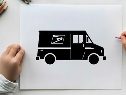 Us postal service delivery truck silhouette