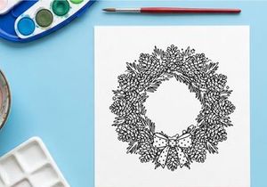 Empty festive dining table setting with holiday decor