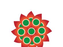 Traditional Asian colorful floral pattern Stained glass mosaic logo tile design inspiration