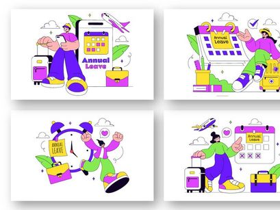 10 Annual Leave Vector Illustration