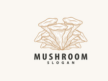 Mushroom Logo, Retro Minimalist Design, Food