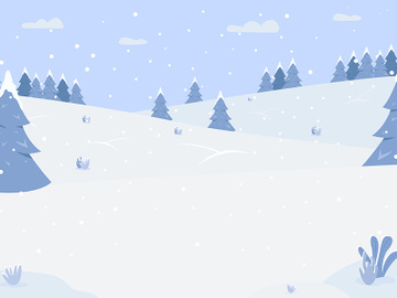 Snowy forest hills flat color vector illustration preview picture