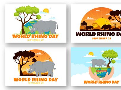 13 World Rhino Day Vector Illustration