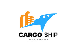Cargo Ship Logo, Fast Cargo Ship Vector