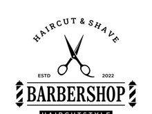 Barbershop logo in vintage style with the concept of scissors, razor and other tools.Logo for business, salon, label and barbershop.