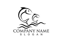 Fish jump logo animal vector