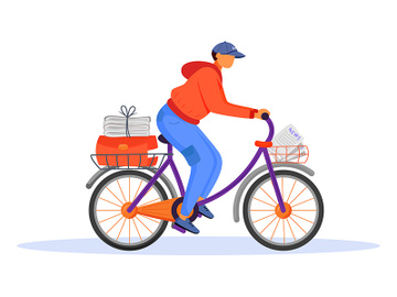 Post office male worker flat color vector illustration preview picture
