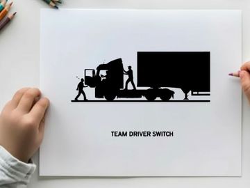 Silhouette of team driver switch with truck and trailer preview picture