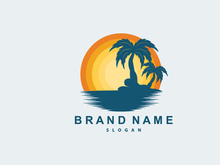 Palm Tree Logo, Beach Vector, Summer Design