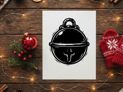 Religious Christmas Bell with Cross Symbol for Holiday Celebrations