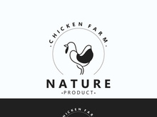 Chicken Farm logo design, animal icon for groceries, butcher shop, farmer market livestock template